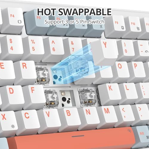 Transform Your Gaming Setup with the 75% Monster B Wired Mechanical Keyboard – 82 Keys, Gasket Mount Design, Hot-Swappable White Switches, RGB Lighting, Programmable Features for Mac/Windows – Unmatched Speed and Comfort for Gamers and Professionals