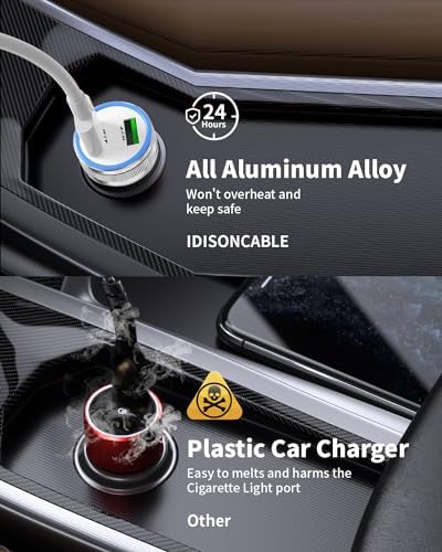 Dual-Port 24 W Fast Charging USB Car Charger – Universal Compatibility for i Phone, Samsung Galaxy, and Android Devices – Compact 4.8 A Power Adapter for On-the-Go Charging – Safe, Reliable Cigarette Lighter Charger Perfect for Families and Road Trips