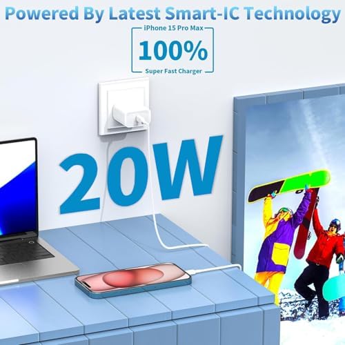 Maximize Your Charging Efficiency with the Premium 3-Pack i Phone 16/15 Fast Charge Bundle: MFi Certified 20 W USB-C Wall Adapters and 6.6 FT Type-C Cable for Ultimate Performance and Versatility – Perfect for Home, Office, or Travel Needs