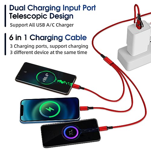 Versatile 6 in 1 Multi Charging Cable [3 Pack, 4 FT] – Durable Nylon Braided Fast Charging Cord for USB A/C, Micro USB, and Lightning Devices – Universal Phone Charger for Home, Office, and Travel – Enhanced Compatibility for All Smartphones and Tablets