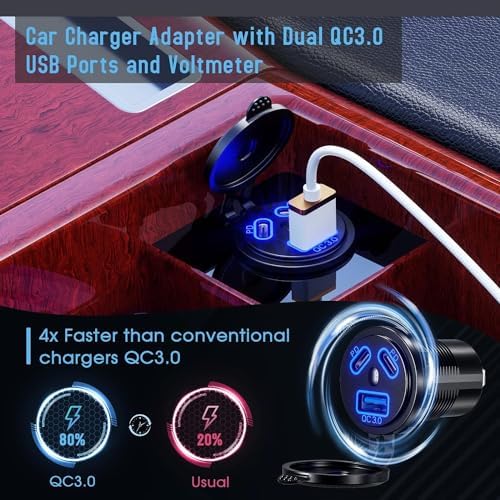 Ultra-Fast 12 V Type C USB Car Charger Socket – Dual Port Waterproof Quick Charge for Boats, Motorcycles, Trucks & More – Reliable Power Solution for Modern Devices on the Go