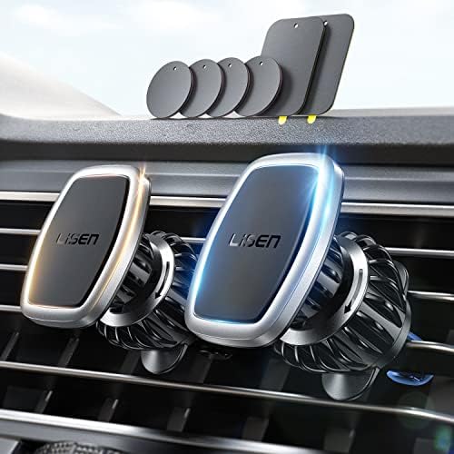 LISEN Dual Pack Magnetic Phone Holder for Car Vent – Military-Grade 6 Magnet System for Ultimate Stability, Compatible with i Phone 16/15/14/13 Pro Max Plus and Samsung S25 – Effortless Installation and Universal Fit for All Vehicles