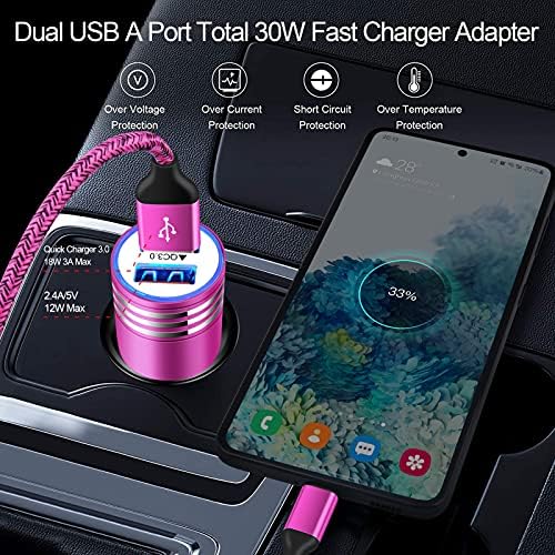 Ultra-Fast Android C Type USB C Car Charger for Samsung Galaxy S25 Ultra – 3.4 A Quick Charge Adapter with 3 FT Coiled Cable for Seamless Connectivity on the Go – Compact, Durable, and Perfect for Road Trips and Daily Commutes