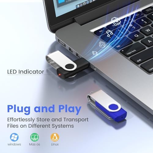 ABLAZE 20-Pack Portable 2 GB USB Flash Drives with Lanyards – Reliable USB 2.0 Thumb Drives for Effortless Data Storage and Transfer – Ideal for Students, Professionals, and Promotional Use – Compact Swivel Design for Enhanced Portability and Compatibility
