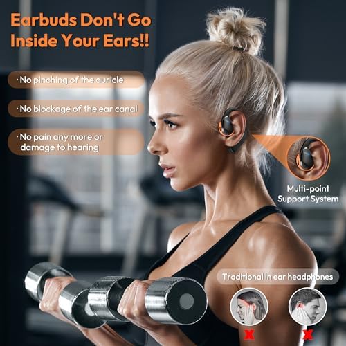 Experience Ultimate Freedom with LK08 2024 Open Ear Headphones – Bluetooth 5.3 Technology, Touch Control, and 70-Hour Playtime for Unmatched Comfort and Deep Bass from Dual 16.2 mm Dynamic Drivers – Perfect for Active Lifestyles and Enhanced Surrounding Awareness