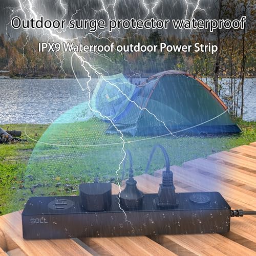 Ultimate IPX9 Weatherproof Outdoor Power Strip with 3 Outlets & 3 USB Ports (2 USB-C) – 5.18 FT Heavy-Duty Extension Cord for Versatile Power Solutions in Garden, Bathroom, Kitchen, Garage, and Office – Reliable Surge Protection & Fast Charging for All Devices