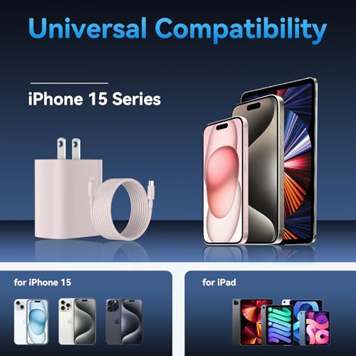 Experience Rapid Power Revitalization with the 20 W USB-C Fast Charger for i Phone 15 Pro Max – Complete with 6.6 FT Robust Cable for Ultimate Flexibility and Compatibility with i Pad Pro – Your Ideal On-the-Go Charging Solution with Enhanced Safety Features and Efficient Energy Delivery.