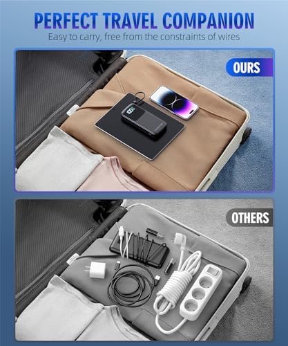 Ultimate UYAYOHU 15000 m Ah Portable Charger with Built-in AC Plug and Dual Output Cables – Lightweight Power Bank for Fast Charging i Phones, Samsung Devices & i Pads – LED Display for Instant Battery Monitoring – Perfect for On-the-Go Lifestyle