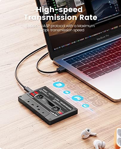 ORICO USB C to SATA III 2.5-Inch Hard Drive Enclosure – High-Speed UASP Supported Case for 9.5 mm & 7 mm SSD/HDD, Max 6 TB Storage, Compatible with WD, Seagate, Toshiba, Samsung, Hitachi, Perfect for PS5 & Xbox Gaming – Durable, Portable & Plug-and-Play Solution for Enhanced Data Protection and Accessibility