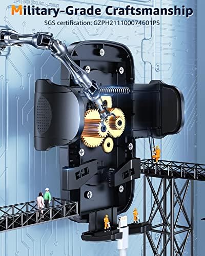 Humixx Military-Grade Universal Phone Mount for Cars – Secure Dashboard, Windshield & Air Vent Holder for i Phone 14 Pro Max and Samsung Devices – Hands-Free Convenience with 360-Degree Rotation and Robust Suction Power for Enhanced Safety and Efficiency