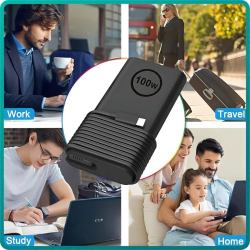 High-Efficiency 100 W USB-C Charger for Dell Laptops: Ultra-Slim AC Adapter Compatible with Precision 5680, Latitude 5340, Inspiron 16 Plus, and XPS Models – Fast Charging with Multi-Voltage Support and Universal Compatibility for Reliable Power Supply