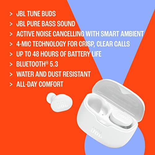 Experience Unmatched Audio with JBL Tune Buds – True Wireless Noise-Canceling Earbuds Featuring JBL Pure Bass Sound, Bluetooth 5.3 for Seamless Connectivity, Advanced 4-Mic Technology for Superior Call Clarity, Up to 48 Hours of Playtime, and IP54 Water and Dust Resistance – Perfect for Active Lifestyles and Daily Use in Striking Blue