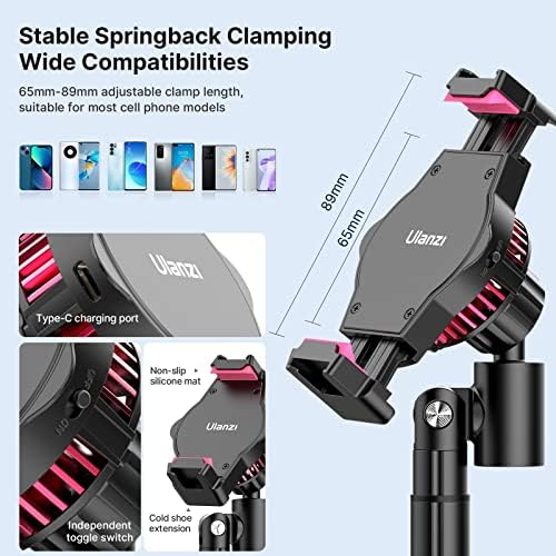 ULANZI Cell Phone Stand Mount for Desk, Vijim HP004 Adjustable Height & Angle Phone Holder, 360 Degree Rotating Desktop Phone Stand Compatible with iPhone, Samsung and All Phones – Enhanced Compatibility and Speed