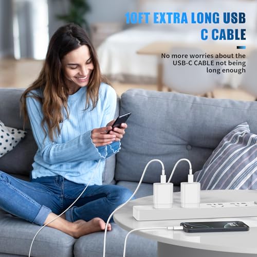 30 W USB-C Fast Charging Duo for i Phone 16/15 Pro Max & Galaxy S24 – Enhanced Dual-Pack with 6 FT & 10 FT Cables for Rapid Power Delivery at Home, Office, or On-the-Go