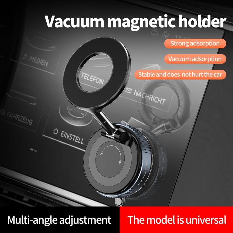 N55 360°Vacuum Magnetic Car Phone Holder Mount,Strong Magnet&Suction Magnetic Phone Holder,66LBS Hands-Free Vacuum Car Mount,Al Alloy Super Cell Phone Stand for All Smartphones/Smooth Surface – Enhanced Compatibility and Speed