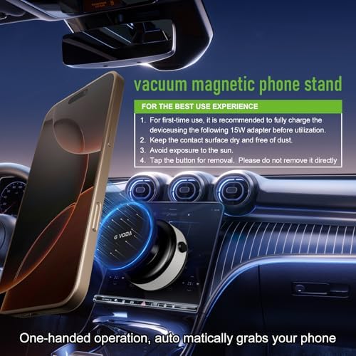 Vacuum Magnetic Phone Stand, Upgraded 360° Adjustable Stable Magnetic Suction Cup Phone Holder, Vacuum Magnetic Phone Holder Fit for with iPhone 16e 16 Pro Max 15 14 13 12 – Enhanced Compatibility and Speed