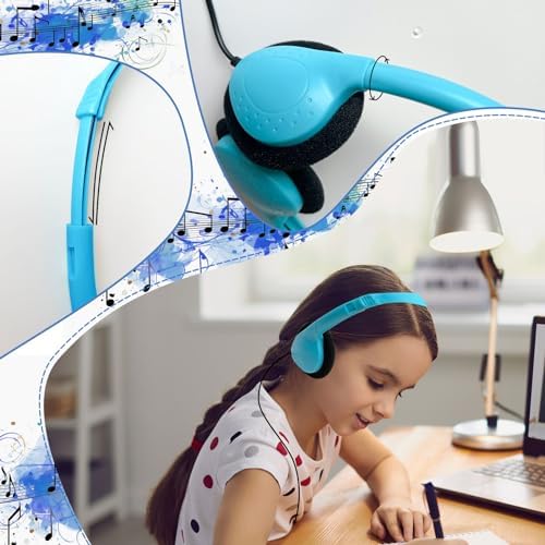 Classroom-Ready Adjustable Headphones for Kids – 20-Pack Bulk Set with 3.5 mm Jack in Fun Colors – Lightweight, Comfortable, and Durable Earphones for Enhanced Learning in Schools and Libraries