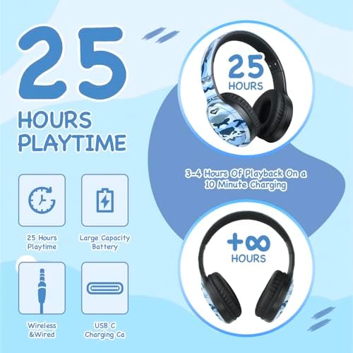 Advanced Bluetooth 5.3 Over-Ear Kids Headphones – Foldable Wireless Design with HD Sound, Built-In Microphone, and Safe Volume Control for Music, Gaming, and Movies – Universal Compatibility with Smartphones & Tablets (Black)