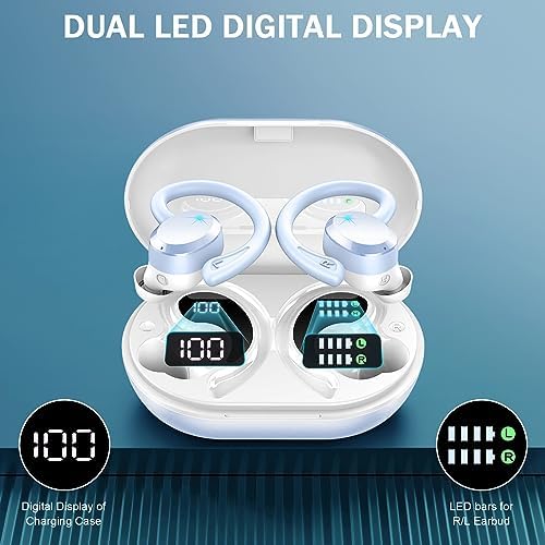 Premium Bluetooth 5.3 Wireless Earbuds – IP7 Waterproof Sport Headphones with 48-Hour Battery Life, Noise-Cancelling Mic, and 3 D Hi-Fi Stereo for Ultimate Workout Performance – Perfect for Running and Gym Enthusiasts