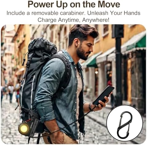 Wearable Power Bank with Built-in Retractable Cables and LED Flashlight – 5000 m Ah Portable Charger for Quick USB-C Fast Charging (22.5 W) – Universal Compatibility for i Phone and Android Devices – Lightweight Outdoor Essential for Seamless Connectivity