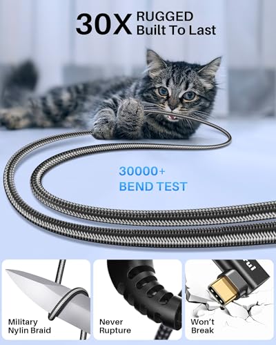 USB C Monitor Cable 8K/4K UHD Display[4FT], 40Gbps USB 4 High Speed Data Transfer Cable, Right Angle USB C for Thunderbolt 4 Cord, 240W Fast Charging for iPhone 16, MacBook Pro, KVM Switch, Samsung – Enhanced Compatibility and Speed
