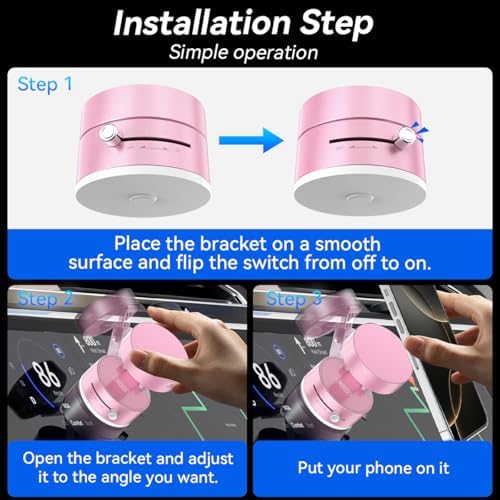 Electric Magnetic Car Phone Holder, 360 Rotation Vacuum Suction Cellphone Mount Foldable Car Mount Stand for iPhone12-16,Mirror/Glass/Screen/Smooth Surface (Not Charge Phone) – Enhanced Compatibility and Speed