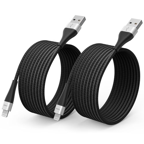15 FT Extra Long i Phone Charger Cable – Apple MFi Certified Braided Lightning Cable for Fast Charging – Compatible with i Phone 14 Pro Max, 13, 12, 11, X, XR, XS, SE, 8, 7, 6, 5 & i Pad – Durable Black Design for Ultimate Convenience and Mobility