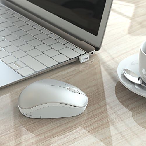 Light Blue Wireless Mouse – Ultra-Quiet 2.4 GHz Noiseless Computer Mouse with USB Receiver for Seamless Windows Experience – Portable, Ergonomic Design for Home, Office, or Travel