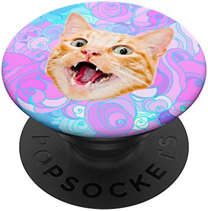Cosmic Trippy Space Cat Pink Purple Blue PopSockets PopGrip: Swappable Grip for Phones & Tablets – Enhanced Compatibility and Speed