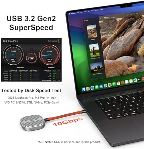 Qwiizlab Magnetic NVMe SSD Enclosure for i Phone 16/15 Pro Max – 10 Gbps USB Type-C Adapter with Kickstand, Supports PCIe M.2 M-Key up to 2 TB, Durable Aluminum Case with 100 W PD Charging Capability – Ultimate Storage Solution for Creatives and Professionals