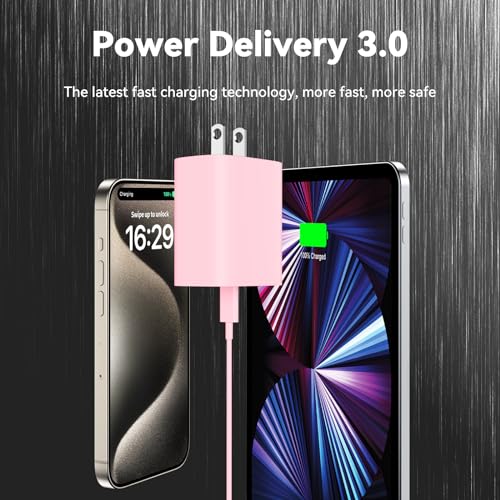 Ultimate i Phone 16 Pro Max Fast Charger with 8 FT USB-C Cable – High-Speed Wall Adapter in Stylish Purple – Compatible with i Phone 15 Series and i Pad Pro – Perfect for Quick Charging on the Go – Enhance Your Charging Experience with Extended Reach and Reliability