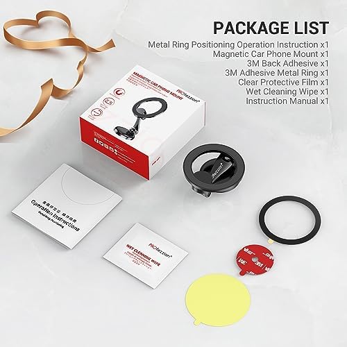 PROfezzion Magnetic Car Phone Mount for i Phone 15/14/13/12 Series – Advanced 2 x 180° Folding Arms & 360° Rotation, Enhanced Grip with Upgraded Super Magnets, Secure 3 M VHB Adhesive – Ultimate Hands-Free Solution for Safe Navigation and Enhanced Driving Experience