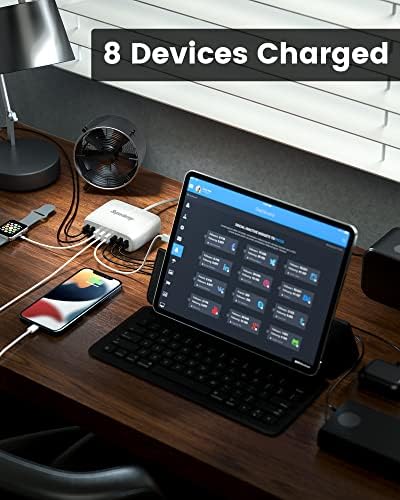 High-Efficiency 8-Port USB Charging Station by SUPERDANNY – Compact Multi-Device Hub for i Phone, i Pad, Galaxy, Air Pods & More – Advanced Safety Features for Fast, Reliable Charging in Home or Office Environments