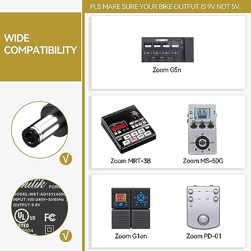 Uninterrupted Music Flow: Premium 9 V AC Power Adapter for Zoom Guitar Pedals – Ultimate Compatibility with G1, G2, G3 Series, and Rhythm Trak RFX-300 – Reliable Power Supply for Multi-Effects Units – Essential Charger for Dedicated Musicians