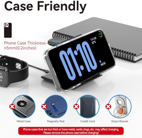 Geyo 3-in-1 Foldable Wireless Charging Station for Apple Devices – Fast Charge Your i Phone 16/15/14/13/Pro Max/Pro/Plus/Mini, Air Pods 2/3/Pro, and Apple Watch Ultra/9/8/7/SE/6/5/4 – Ultimate Convenience and Portability for Modern Users