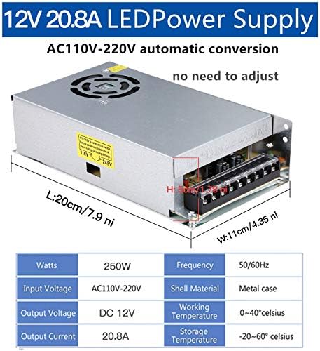 Ultra-Reliable 600 W DC 12 V 50 A Power Supply Adapter – Versatile AC 110/220 V to DC Converter for Seamless LED Lighting, Advanced CCTV Systems, High-Performance 3 D Printers, and Diverse Electronics – Enhanced Efficiency and Safety Features for Optimal Performance