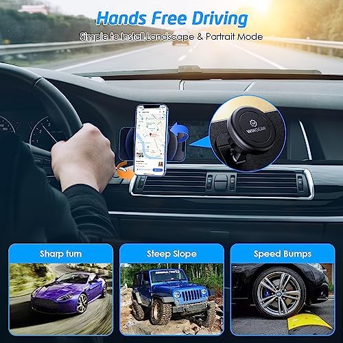 Wix Gear Magnetic Car Mount Duo – Universal Stick-On Dashboard Holder for Phones & Mini Tablets, Featuring Swift-Snap Technology and Robust Magnet for Secure Mounting on Bumpy Roads, Effortless Installation, Ideal Car Accessory for Safe Navigation and Music Control