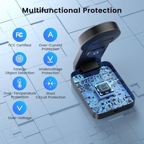 Ultimate 3-in-1 Wireless Charging Station for Apple Devices – Qi2 Certified 15 W Magnetic Fast Charger for i Phone 16/15/15 Pro/14/13/12, Apple Watch & Air Pods – Portable, Foldable Design for Efficient Charging and Minimal Clutter