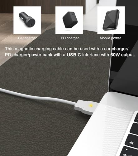 High-Speed 140 W USB-C to Magnetic 3 Charging Cable for M1, M2, M3 Mac Book Pro (2021-2024) & Air (2022-2023) – 6.6 ft Durable Nylon Cord with Enhanced Magnetic Connection for Effortless Charging and Power Delivery