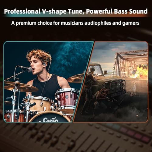CCZ DC01 Pro Wired In-Ear Monitor Headphones – Premium Gaming Earbuds with Patent-Pending Comfort-Fit Ear Fins – Exceptional Sound Quality for Gamers and Musicians – Versatile Compatibility for All Devices – Sleek Black Design for Style and Performance
