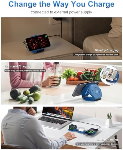 Ultimate 3-in-1 Magnetic Wireless Charging Station for Apple Devices – Foldable Travel Charger for i Phone 16/15/14/13/12 Pro Max, Apple Watch & Air Pods – Fast, Efficient, and Stylish Power Solution for On-the-Go Charging