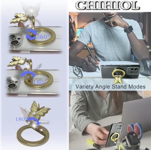 Sleek Gold Magnetic Phone Ring Holder for Mag Safe – Versatile Adjustable Kickstand & Enhanced Grip for Ultimate Hands-Free Experience – Essential Accessory for i Phone Users