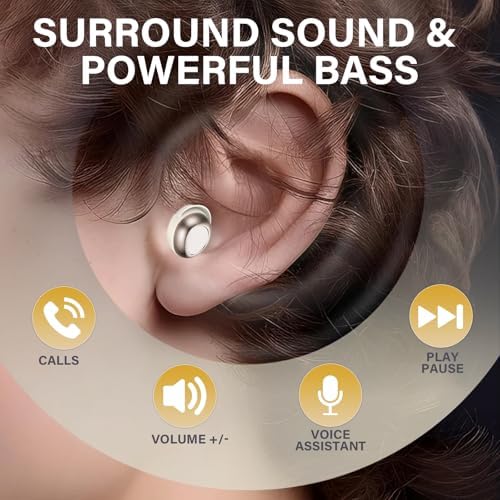 Ultimate Sleep Solutions: 2025 Bluetooth 5.4 True Wireless Earbuds for Side Sleepers – 53 Hours of Hi-Fi Sound, Advanced 3 D Noise Cancellation, IP7 Waterproof, Quick USB-C Charging – Experience Restful Nights and Unmatched Comfort Anytime, Anywhere