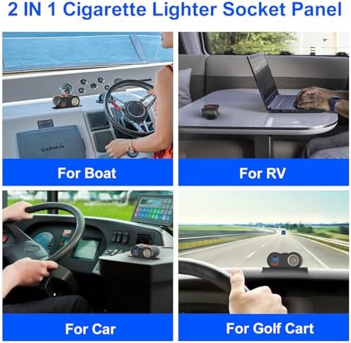 High-Performance 2-in-1 Car USB Charger & Cigarette Lighter Socket with PD 30 W and QC 18 W Ports – LED Voltmeter & 120 W Socket for Enhanced Safety and Compatibility in Cars, Boats, RVs, and ATVs