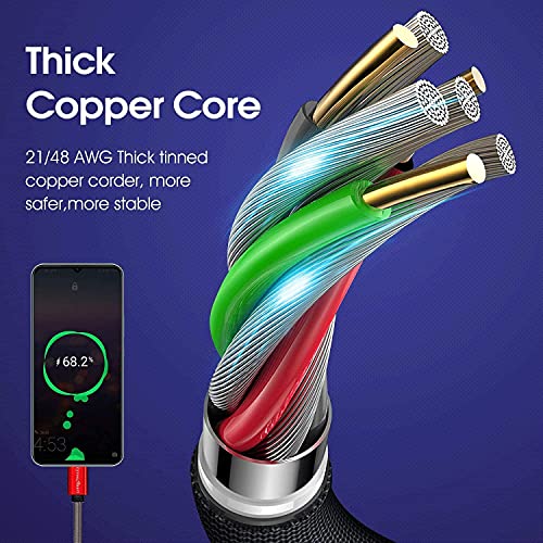 Cyven Premium 10 ft USB C Fast Charging Cable – 3-Pack High-Speed Type C Charger for Android Devices, Compatible with Samsung Galaxy S10, S9, S8 Plus – Enhanced Durability and Flexibility for Everyday Use