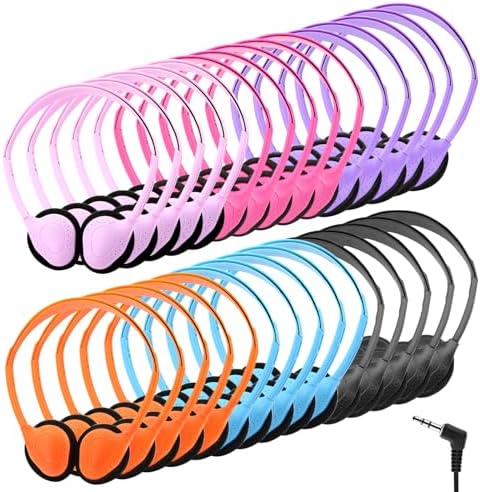 30-Pack Durable Over-Ear Headphones for Kids – Adjustable Wired Audio Solution with Universal 3.5 mm Jack for Enhanced Classroom Learning Experience