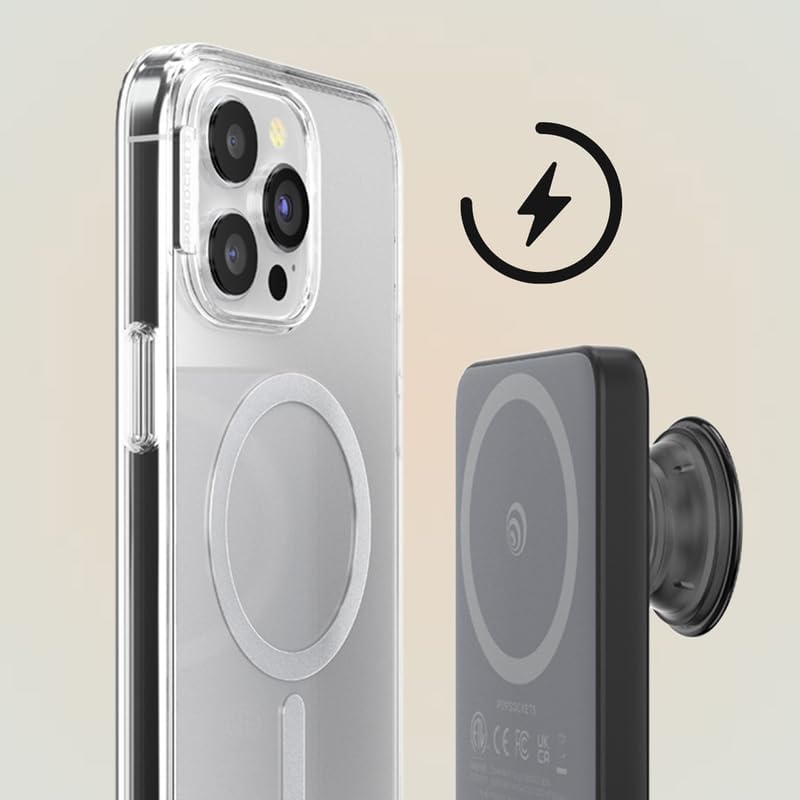 Mag Safe-Compatible Pop Sockets Power Pack: 5000 m Ah Portable Phone Charger for i Phone 12/13/14/15/16 Pro/Pro Max/Plus – Effortless Magnetic Wireless Power Bank in Sleek White for Fast Charging on the Go