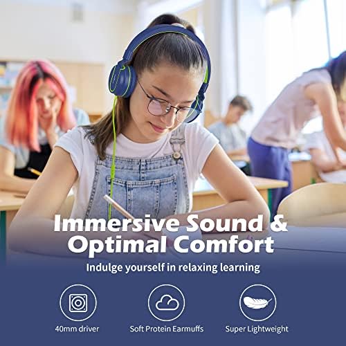 Stylish AILIHEN I35 Kids Foldable Headphones with Safe 93 d B Volume Limiting and HD Microphone – Perfectly Designed for Learning and Fun on Chromebooks, Laptops, and Tablets – Trendy Pink and Purple Color for Young Explorers and Students