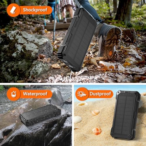 High-Capacity Solar Power Bank – 36,000 m Ah Portable Wireless Charger with 15 W Fast Charging, Built-In Cables & Multiple Inputs for Ultimate Device Compatibility – Lightweight & Durable for Outdoor Use