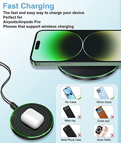 Universal Fast Wireless Charging Pad for i Phone 14/13/12/11/X/8 and Samsung Galaxy S23/S22/S21/S20 – Compact Qi Charger with Enhanced Compatibility for Air Pods Pro 2 and Multiple Devices – Sleek Design, Safety Features, and Portable Convenience for Effortless Power Management